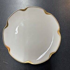 VTG 1 Haviland Limoges Silver Anniversary WhiteW/ Gold Trim 7" Dessert Plates